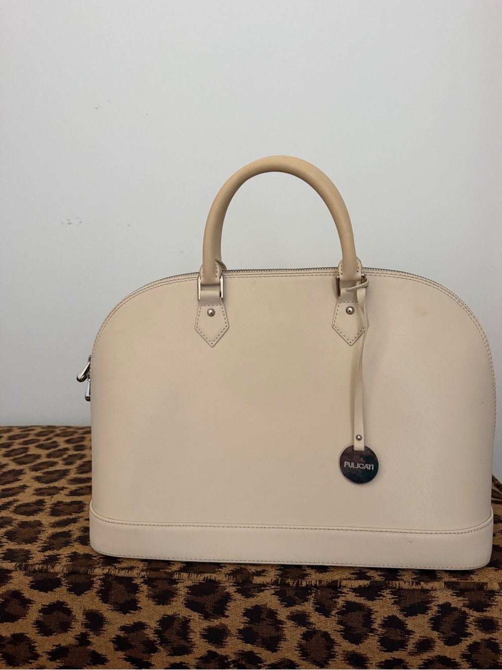 Pulicati Cream Dome Satchel with Top Handles